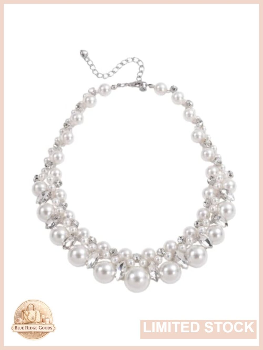 Chunky Faux Pearl Rhinestone Statement Choker Necklace